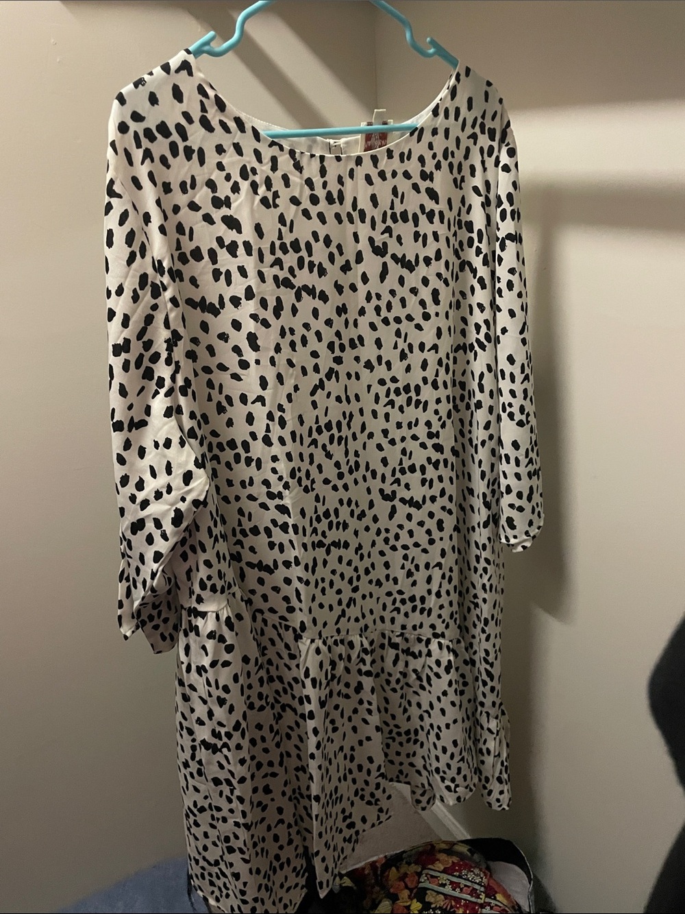 Women's Black & White Spotted Shift Dress